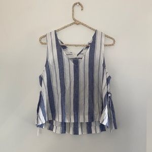 NWT Madewell Linen Striped Tank Top w/ Tie Detail